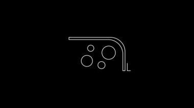Beyaz çizgili peynir simgesi siyah arkaplanda izole edilmiş. 4K Video hareketli grafik canlandırması.