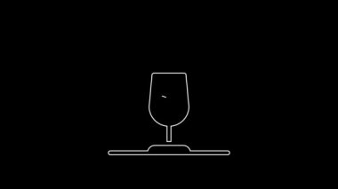 White line Wine tasting, degustation icon isolated on black background. Sommelier. Smells of wine. 4K Video motion graphic animation.