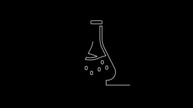 White line Decanter for wine icon isolated on black background. 4K Video motion graphic animation.