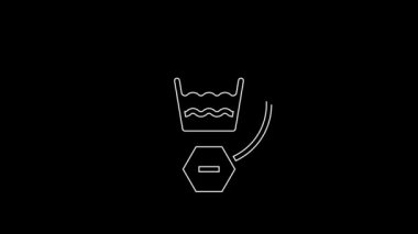 White line Delicate wash icon isolated on black background. 4K Video motion graphic animation.