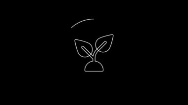 White line Plant based icon isolated on black background. 4K Video motion graphic animation.