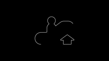 White line Escalator up icon isolated on black background. 4K Video motion graphic animation.