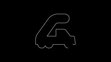 White line Passenger ladder for plane boarding icon isolated on black background. Airport stair travel. 4K Video motion graphic animation.