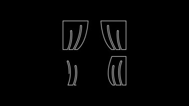 Beyaz çizgi sirk perdesi siyah arkaplanda izole edilmiş simgeyi kaldırır. Tiyatro ya da opera sahnesi için, konser açılışı ya da sinema galası için. 4K Video hareketli grafik canlandırması.