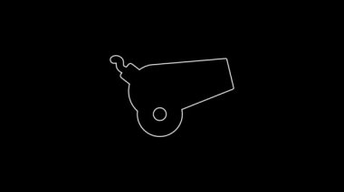 Beyaz çizgi top simgesi siyah arkaplanda izole edildi. 4K Video hareketli grafik canlandırması.