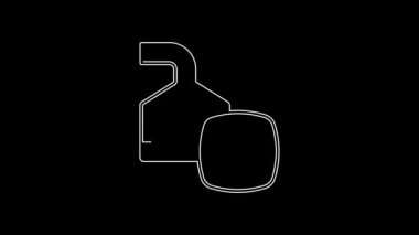 White line Traditional brewing vessels in brewery icon isolated on black background. Beer brewing process. Distillery plant, brewery. 4K Video motion graphic animation.