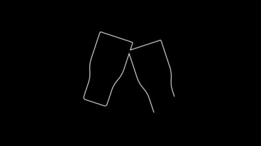 Siyah arka planda izole edilmiş beyaz çizgi bira ikonu. 4K Video hareketli grafik canlandırması.