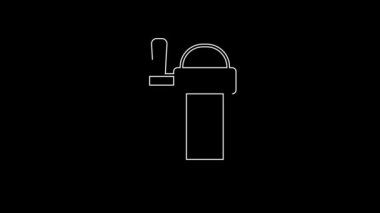 White line Dispenser beer icon isolated on black background. Beer wide tower with tap. 4K Video motion graphic animation.