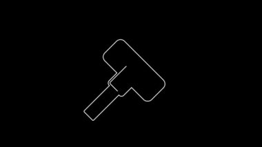 Beyaz çizgi elektrikli süpürge ikonu siyah arkaplanda izole edildi. 4K Video hareketli grafik canlandırması.