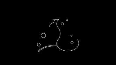 White line Sponge icon isolated on black background. Wisp of bast for washing dishes. Cleaning service logo. 4K Video motion graphic animation.