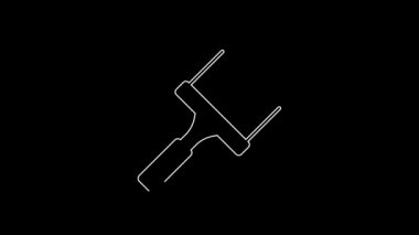 Siyah arkaplanda izole edilmiş pencere simgesi için beyaz çizgi temizleme servisi. Silecek, kazıyıcı, silecek. 4K Video hareketli grafik canlandırması.