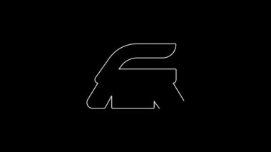 White line Brush for cleaning icon isolated on black background. Cleaning service concept. 4K Video motion graphic animation.