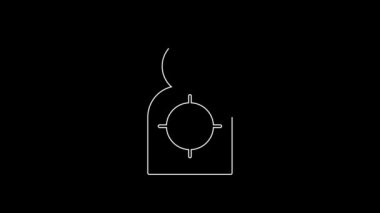 Siyah arka planda izole edilmiş beyaz çizgi insan hedef sporu. Atış mesafesi ya da atış mesafesi için sayıları olan temiz bir hedef. 4K Video hareketli grafik canlandırması.