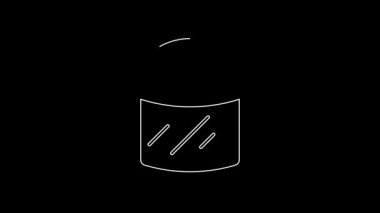 White line Police helmet icon isolated on black background. Military helmet. 4K Video motion graphic animation.