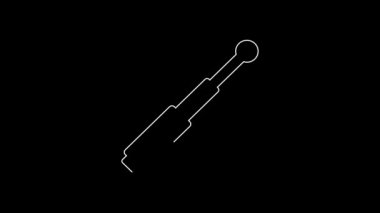 White line Telescopic baton icon isolated on black background. 4K Video motion graphic animation.