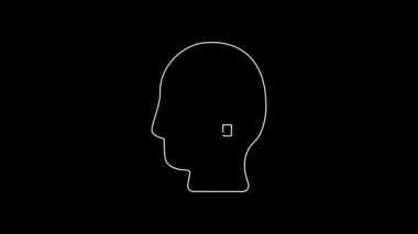 White line Solution to the problem in psychology icon isolated on black background. Puzzle. Therapy for mental health. 4K Video motion graphic animation.