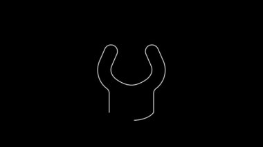 White line Anger icon isolated on black background. Anger, rage, screaming concept. 4K Video motion graphic animation.
