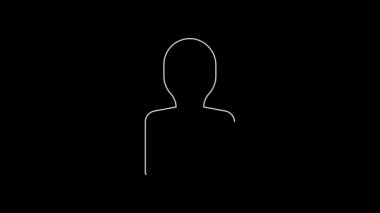 White line Solution to the problem in psychology icon isolated on black background. Key. Therapy for mental health. 4K Video motion graphic animation.