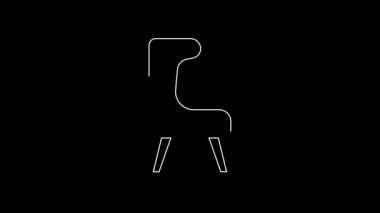 Siyah arkaplanda beyaz çizgi Kol Koltuğu simgesi izole edildi. 4K Video hareketli grafik canlandırması.