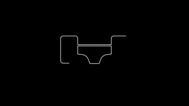 White line Skateboard wheel icon isolated on black background. Skateboard suspension. Skate wheel. 4K Video motion graphic animation.