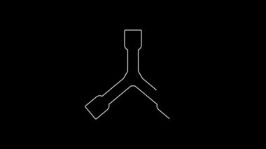 White line Skateboard Y-tool icon isolated on black background. 4K Video motion graphic animation.