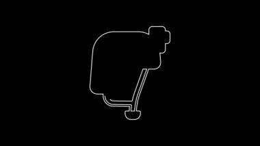 White line Skateboard helmet icon isolated on black background. Extreme sport. Sport equipment. 4K Video motion graphic animation.