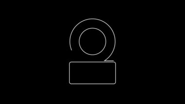 White line Skateboard wheel icon isolated on black background. Skate wheel. 4K Video motion graphic animation.