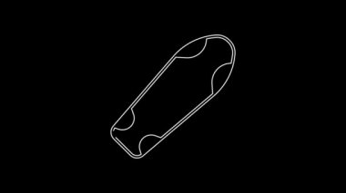 White line Skateboard deck icon isolated on black background. Extreme sport. Sport equipment. 4K Video motion graphic animation.