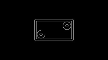 White line Skateboard wheel icon isolated on black background. Skate wheel. 4K Video motion graphic animation.