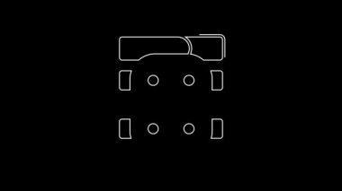 White line Knee pads icon isolated on black background. Extreme sport. Skateboarding, bicycle, roller skating protective gear. 4K Video motion graphic animation.