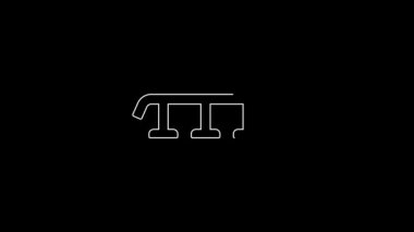 White line Skateboard stairs with rail icon isolated on black background. 4K Video motion graphic animation.