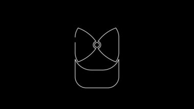 White line Baseball cap icon isolated on black background. Sport equipment. Sports uniform. 4K Video motion graphic animation.