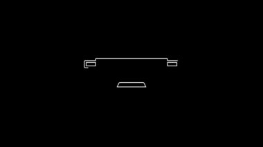 White line Skateboard wheel icon isolated on black background. Skateboard suspension. Skate wheel. 4K Video motion graphic animation.