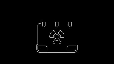 White line Radiation nuclear suitcase icon isolated on black background. 4K Video motion graphic animation.