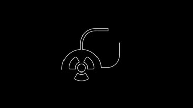 White line Radioactive exchange energy icon isolated on black background. Radioactive toxic symbol. Radiation hazard sign. 4K Video motion graphic animation.