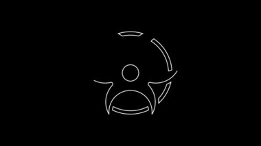 Siyah arkaplanda beyaz çizgi Biyolojik Tehlike sembolü var. 4K Video hareketli grafik canlandırması.