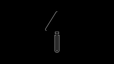 Beyaz çizgi yüksek gerilim işareti simgesi siyah arkaplanda izole edildi. Tehlike sembolü. Üçgendeki ok. Uyarı simgesi. 4K Video hareketli grafik canlandırması.