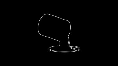 Siyah arkaplanda beyaz çizgi boyası ikonu izole edildi. 4K Video hareketli grafik canlandırması.