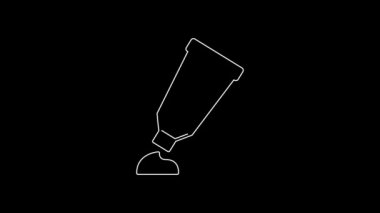 White line Tube with paint palette icon isolated on black background. 4K Video motion graphic animation.