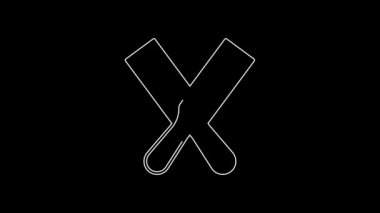 Beyaz çizgi boya fırçası simgesi siyah arkaplanda izole edildi. 4K Video hareketli grafik canlandırması.