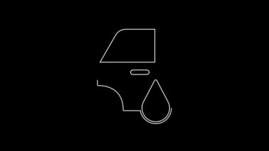 White line Car painting icon isolated on black background. Car body repair process. 4K Video motion graphic animation.