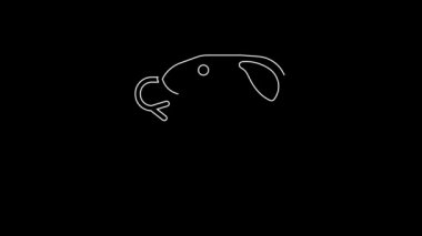 White line Snake icon isolated on black background. 4K Video motion graphic animation.