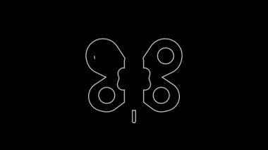 White line Butterfly icon isolated on black background. 4K Video motion graphic animation.