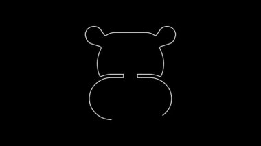 White line Rhinoceros icon isolated on black background. Animal symbol. 4K Video motion graphic animation.