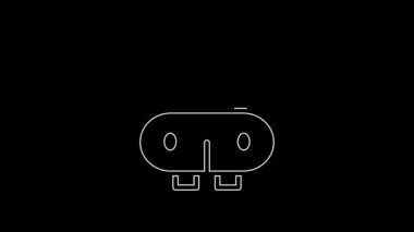 White line Hippo or Hippopotamus icon isolated on black background. Animal symbol. 4K Video motion graphic animation.