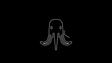 White line Elephant icon isolated on black background. 4K Video motion graphic animation.