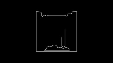 White line Waterfall icon isolated on black background. 4K Video motion graphic animation.
