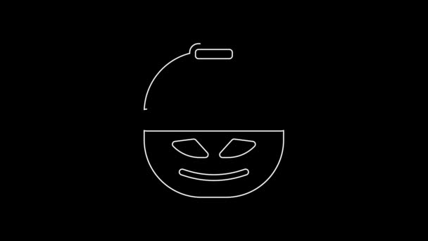 White Line Pumpkin Basket Sweets Icon Isolated Black Background Happy — Wideo stockowe