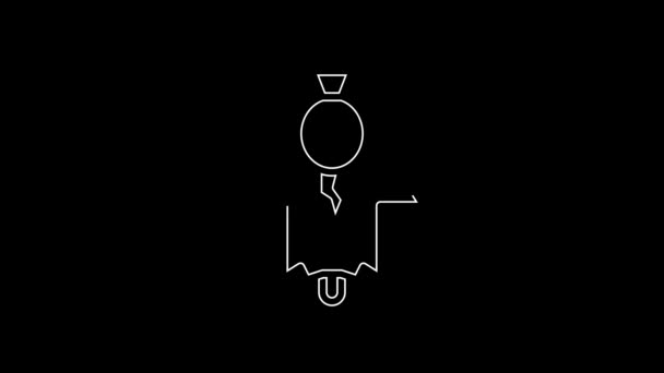 White Line Scarecrow Icon Isolated Black Background Happy Halloween Party — Video