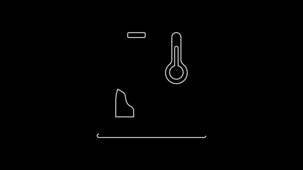 White Line Wine Temperature Icon Isolated Black Background Video Motion — Stok video